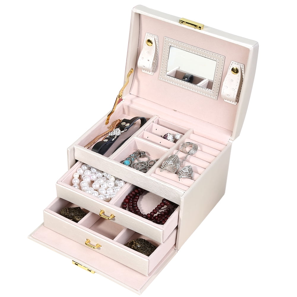 Boîte à bijoux de stockage en simili cuir Boucles d/'oreilles BAGUE Collier Case Organisateur Titulaire 1pc